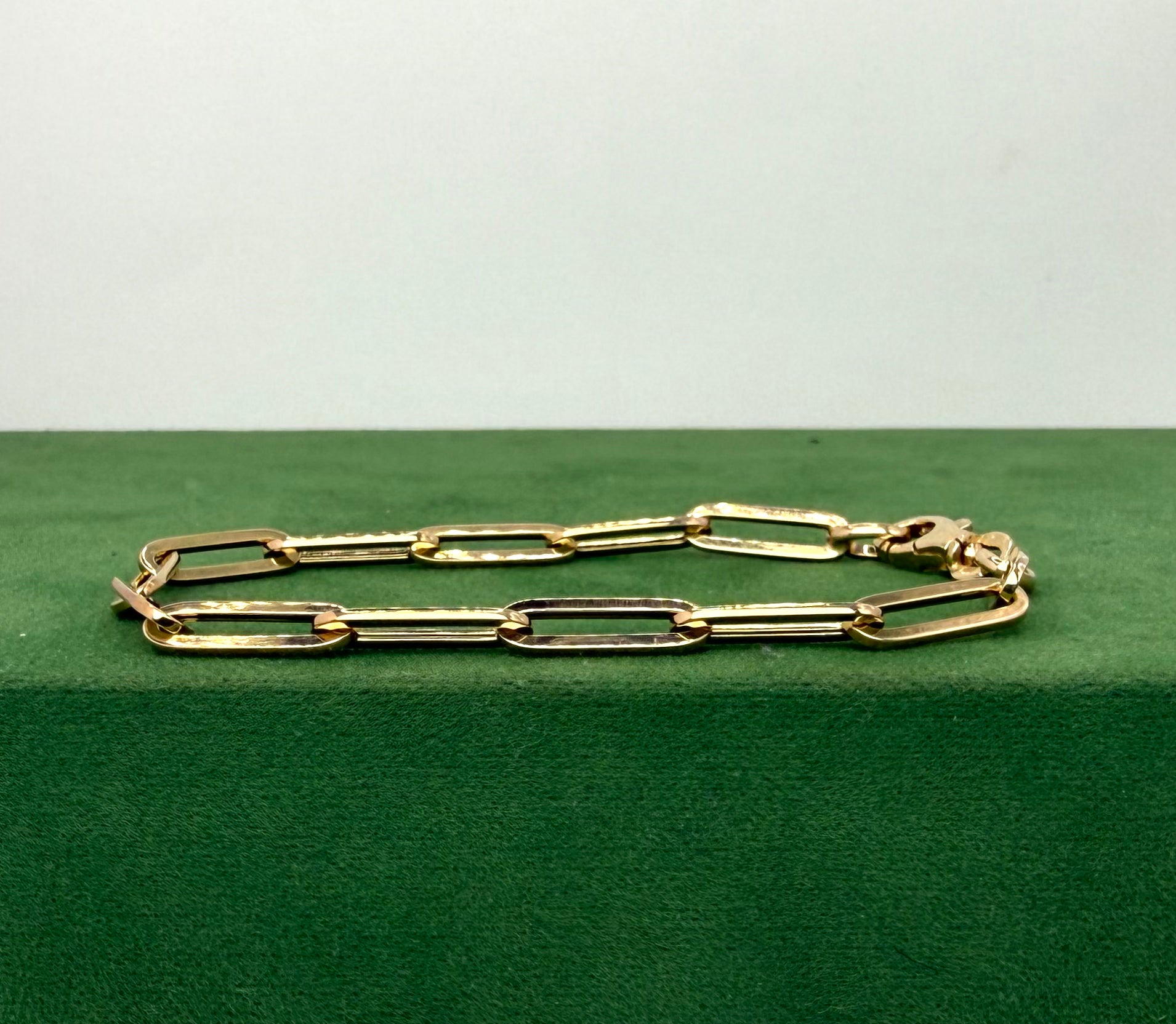 Paperclip Chain Bracelet - Flat Tube - 14k Gold