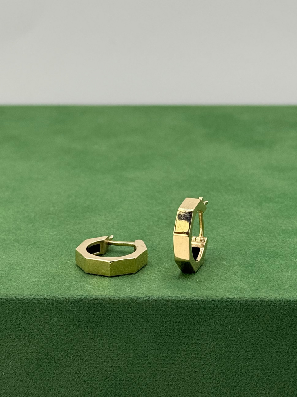 Hexagon Hoop Earrings - 14k Gold