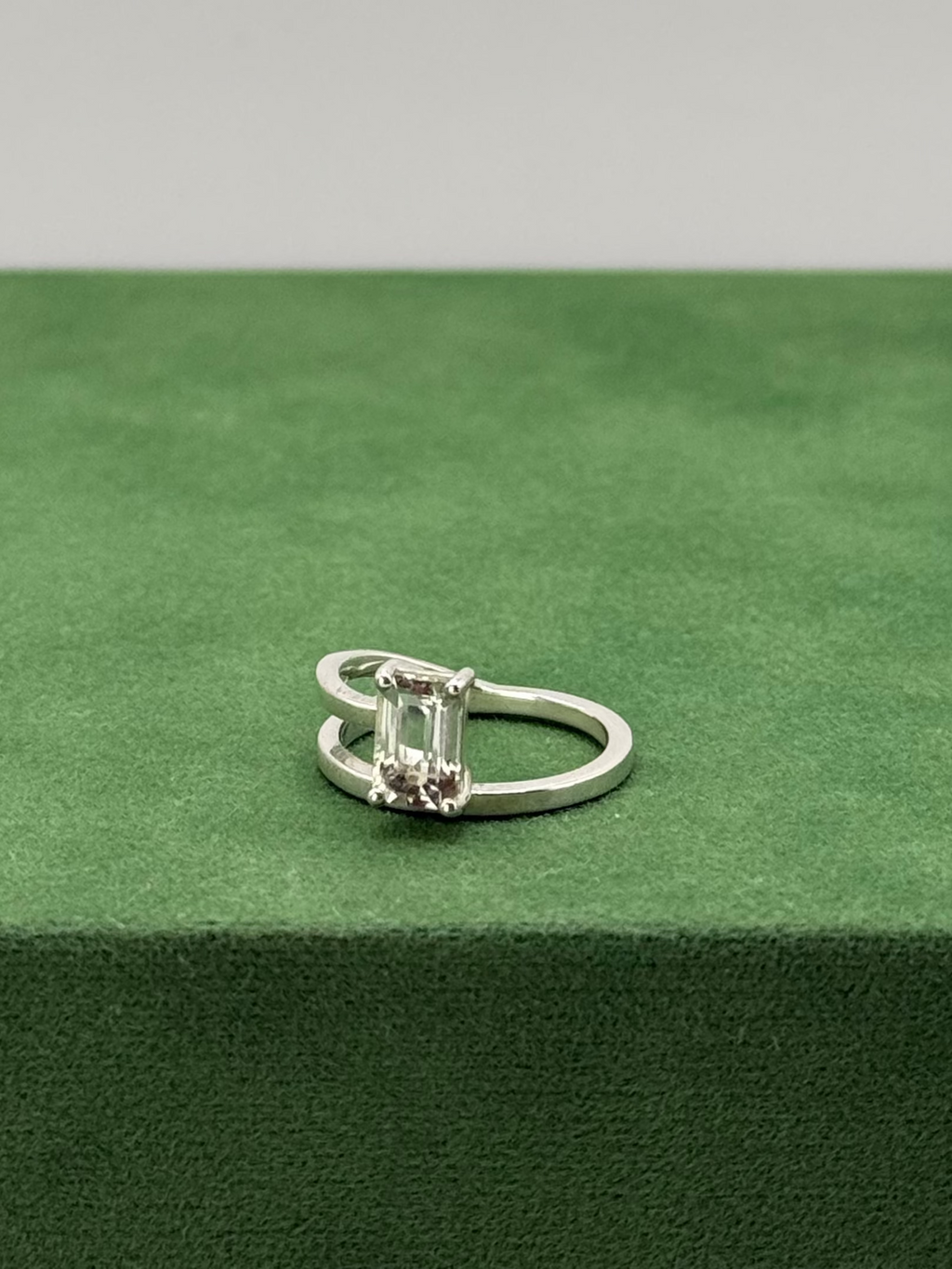 Aqua Double Band Ring – Sterling Silver 925