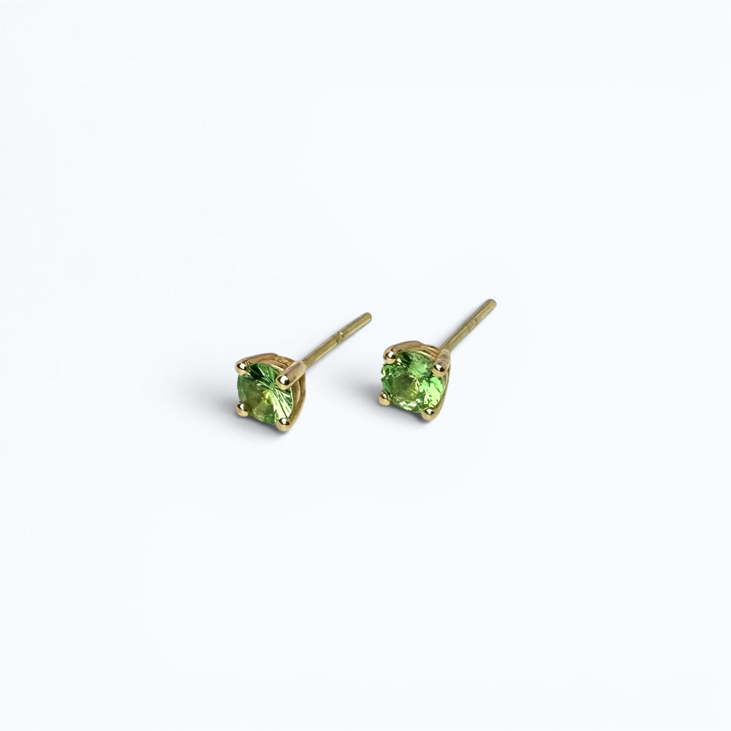 Stud Earrings with Tsavorite - 14k Gold