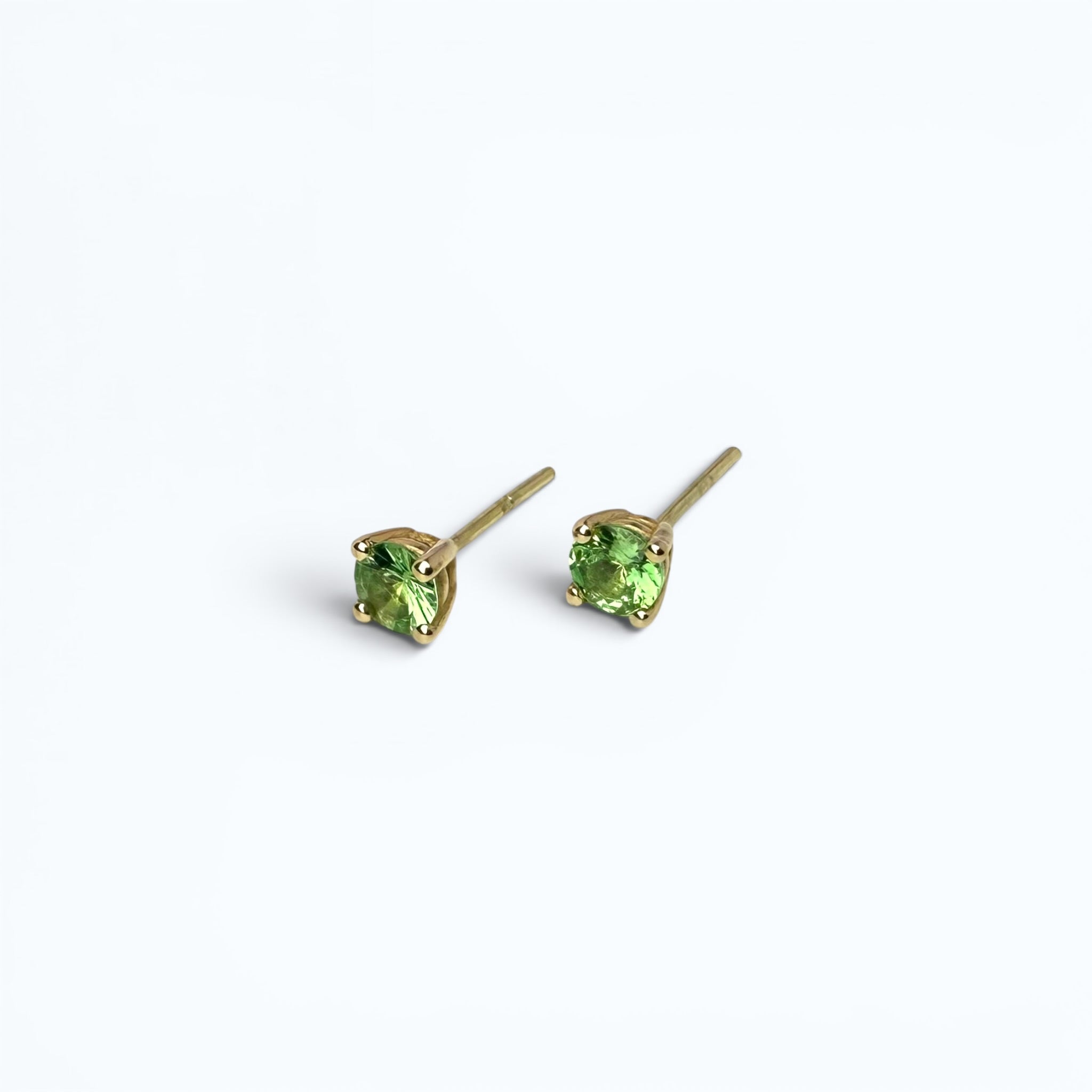 Stud Earrings with Tsavorite - 14k Gold
