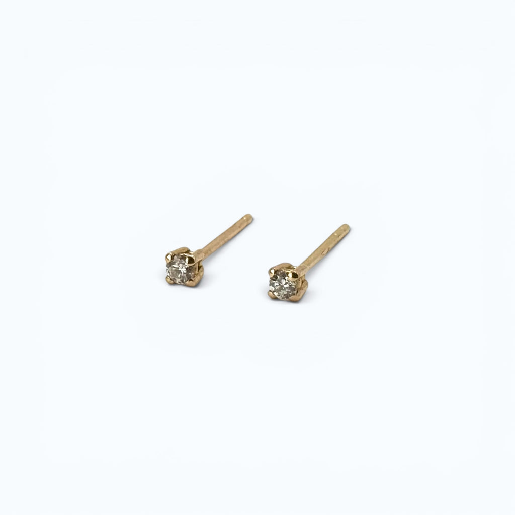 Rose Gold Studs with Natural Diamonds - 18k Rose Gold