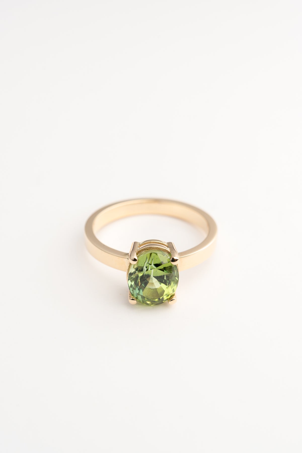 Gold Ring with Vivid Green Tourmaline - 14k Gold
