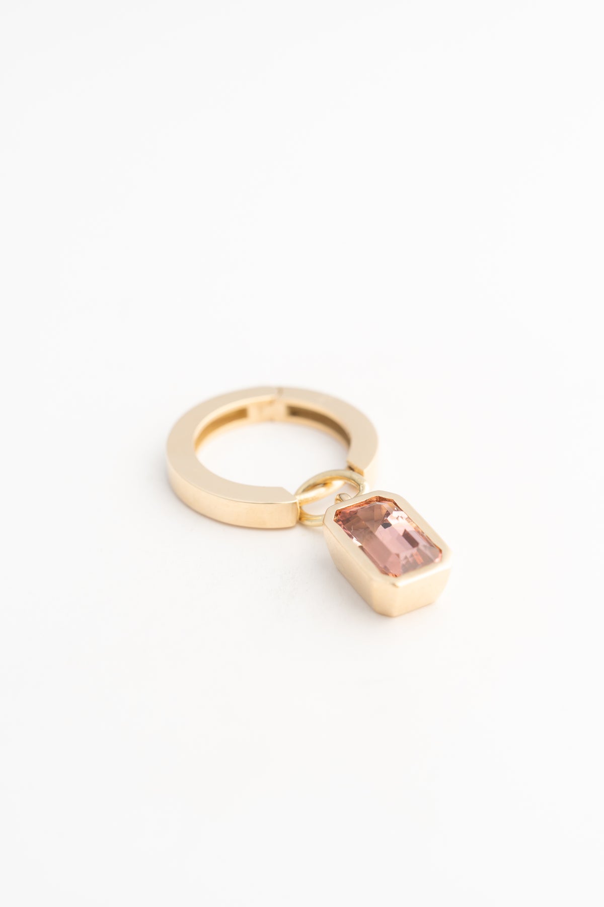 Drop Hoops with Rectangular Pink Tourmaline - 14k Gold