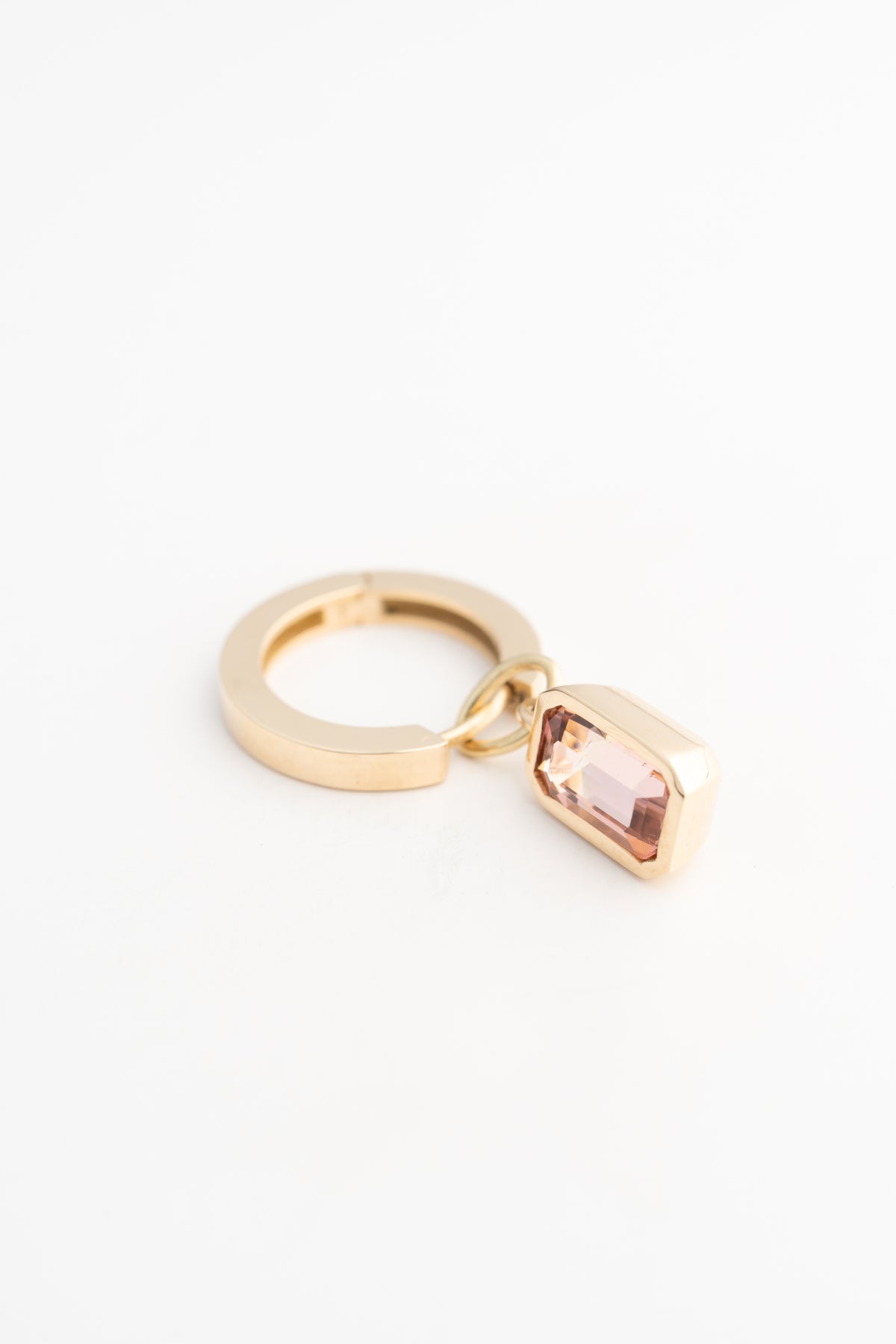 Drop Hoops with Rectangular Pink Tourmaline - 14k Gold