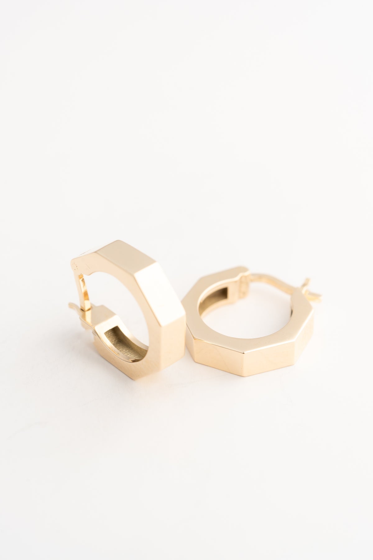 Octagon Hoop Earrings - 14k Gold
