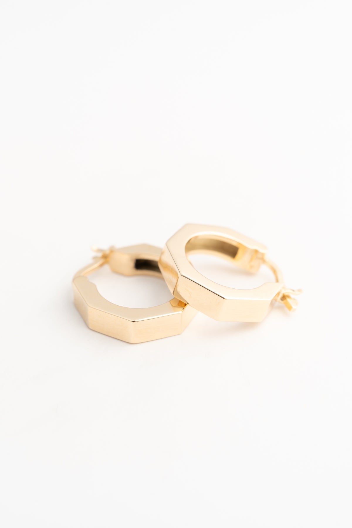 Octagon Hoop Earrings - 14k Gold