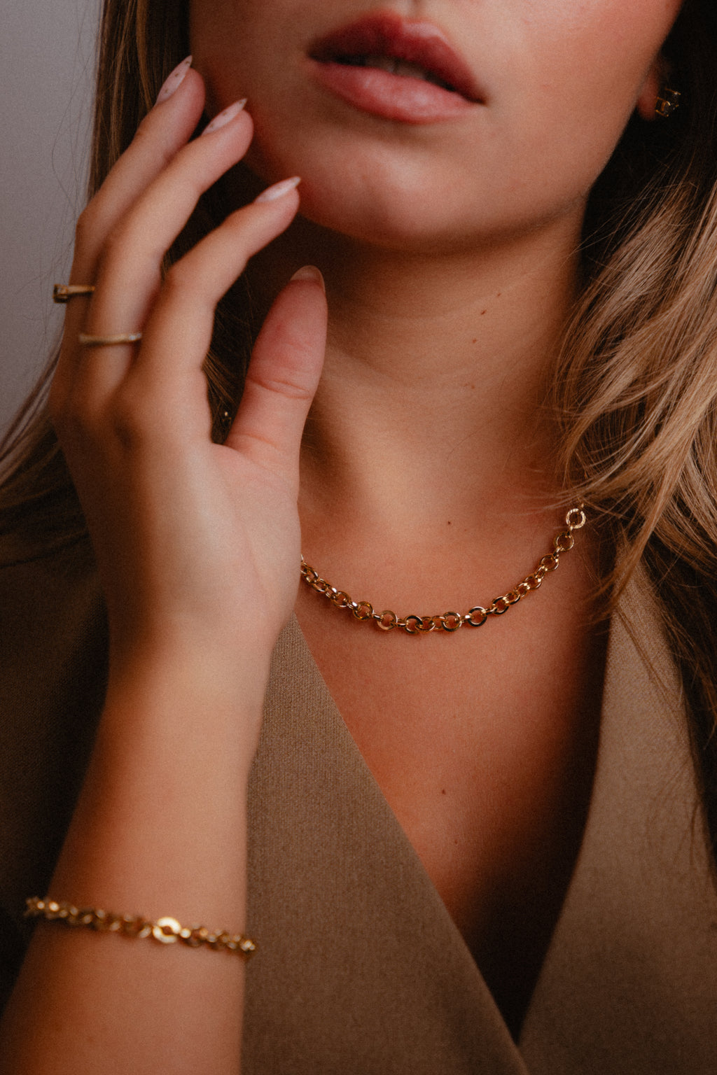 Round Fantasy Link Bracelet / Necklace - 14k Gold