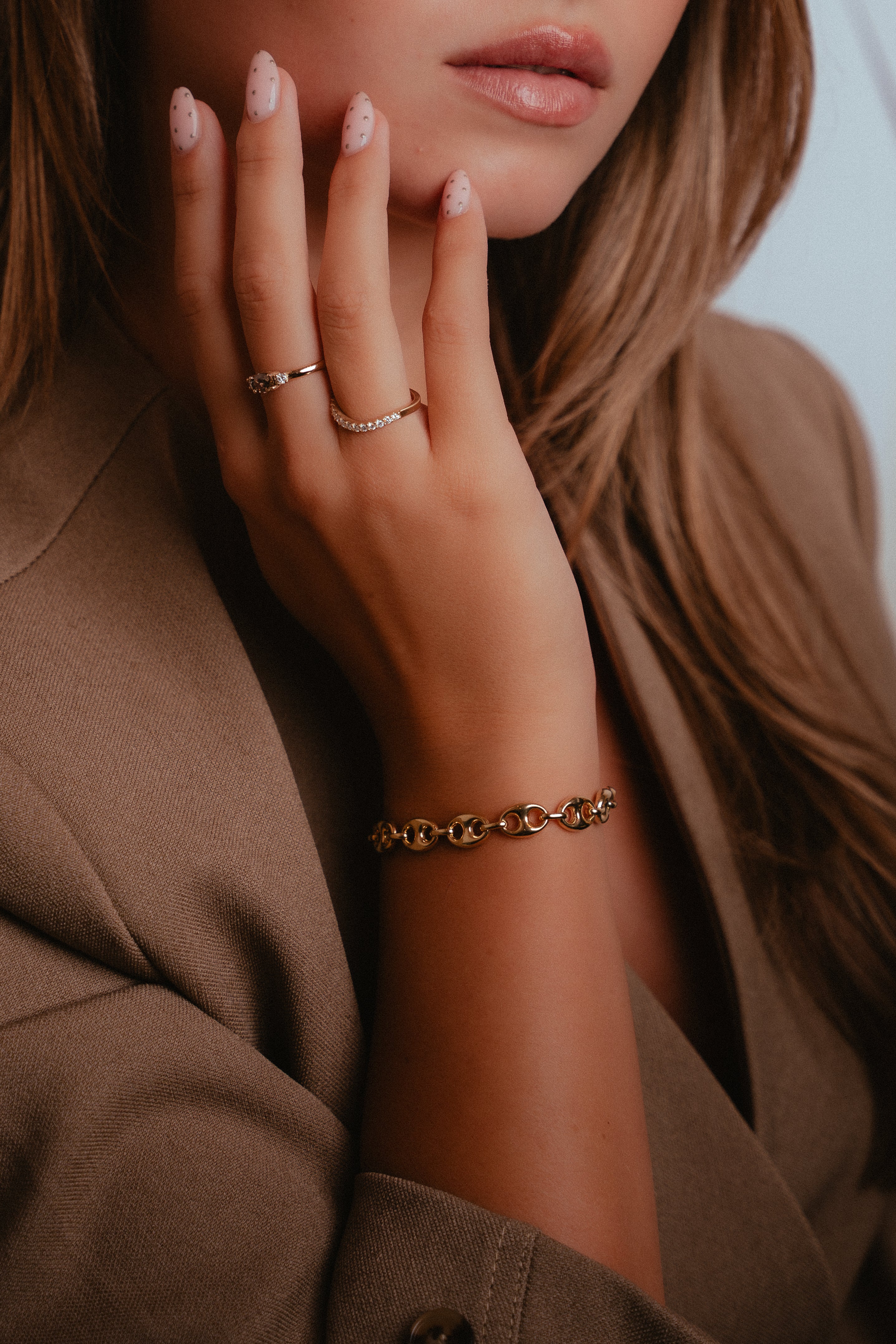 Coffee Bean Link Bracelet - Slim - 14k Gold