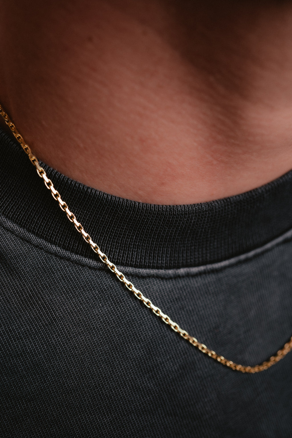 Faceted Anchor Chain Necklace - 14k Gold