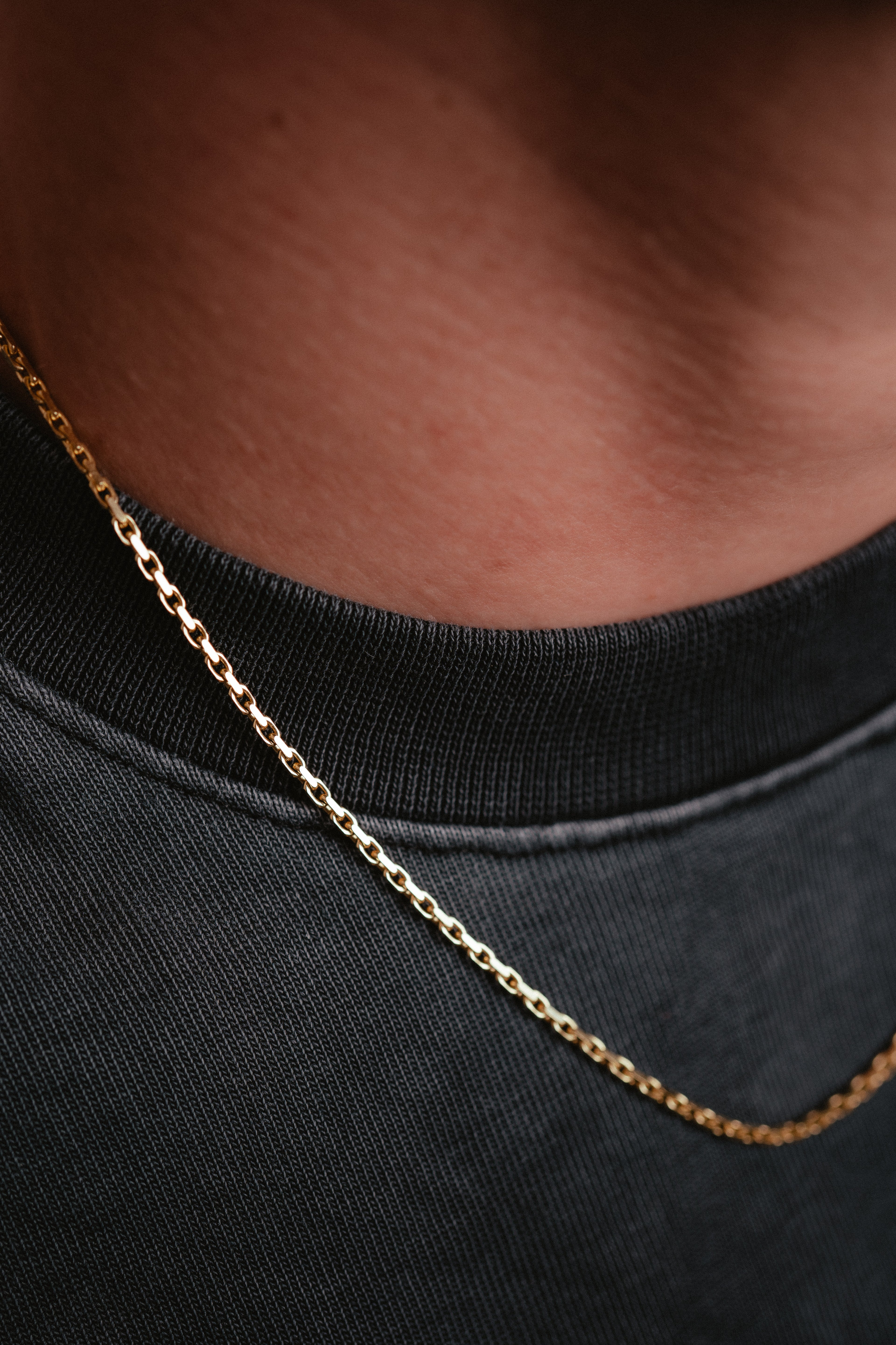 Faceted Anchor Chain Necklace - 14k Gold