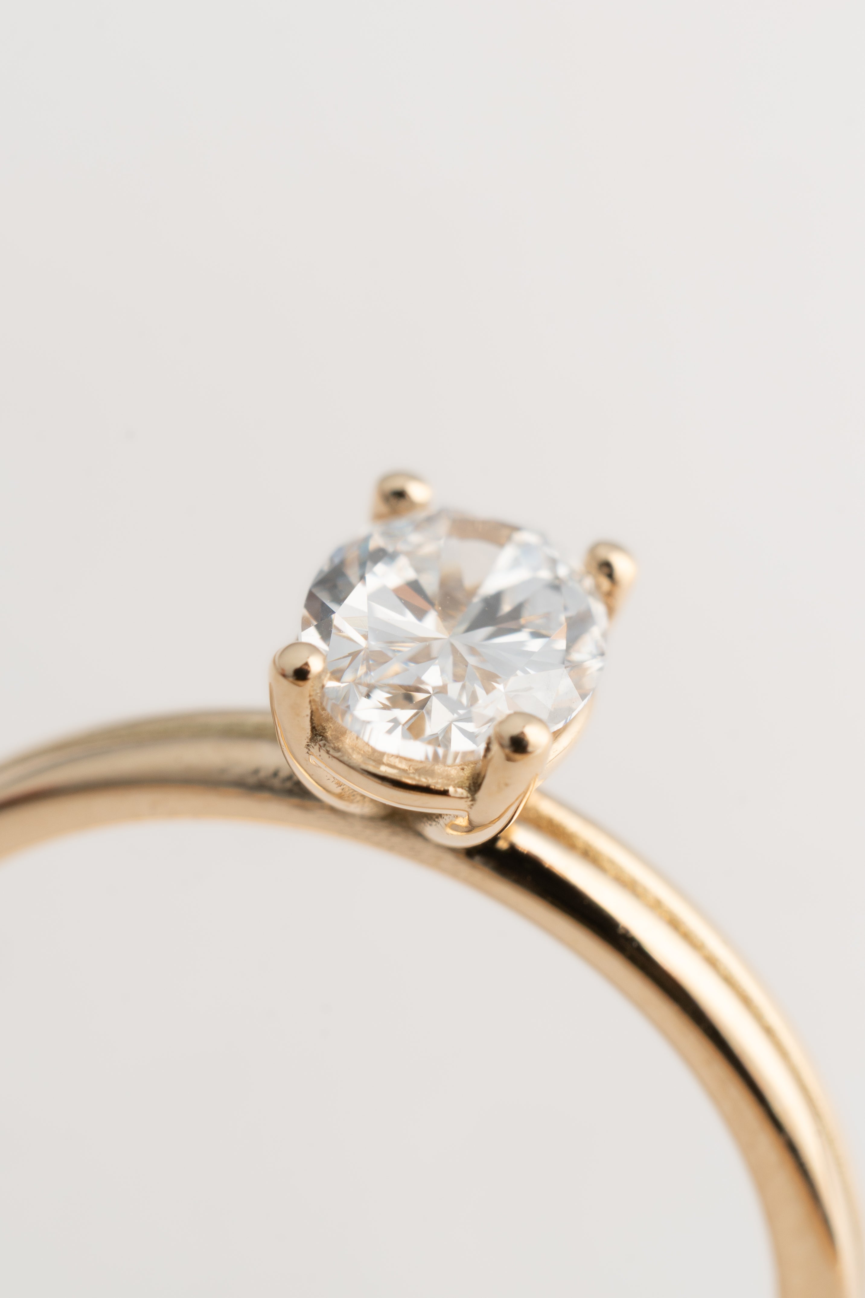 Double Band Stacking Engagement Ring with Oval Solitaire – 14k Gold