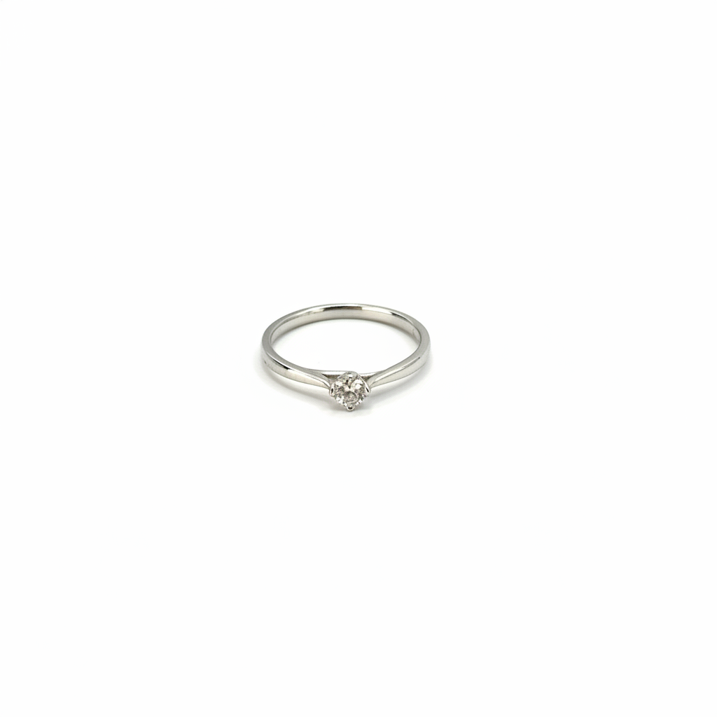 Floral Solitaire Ring – 18k White Gold (0.20 ct)