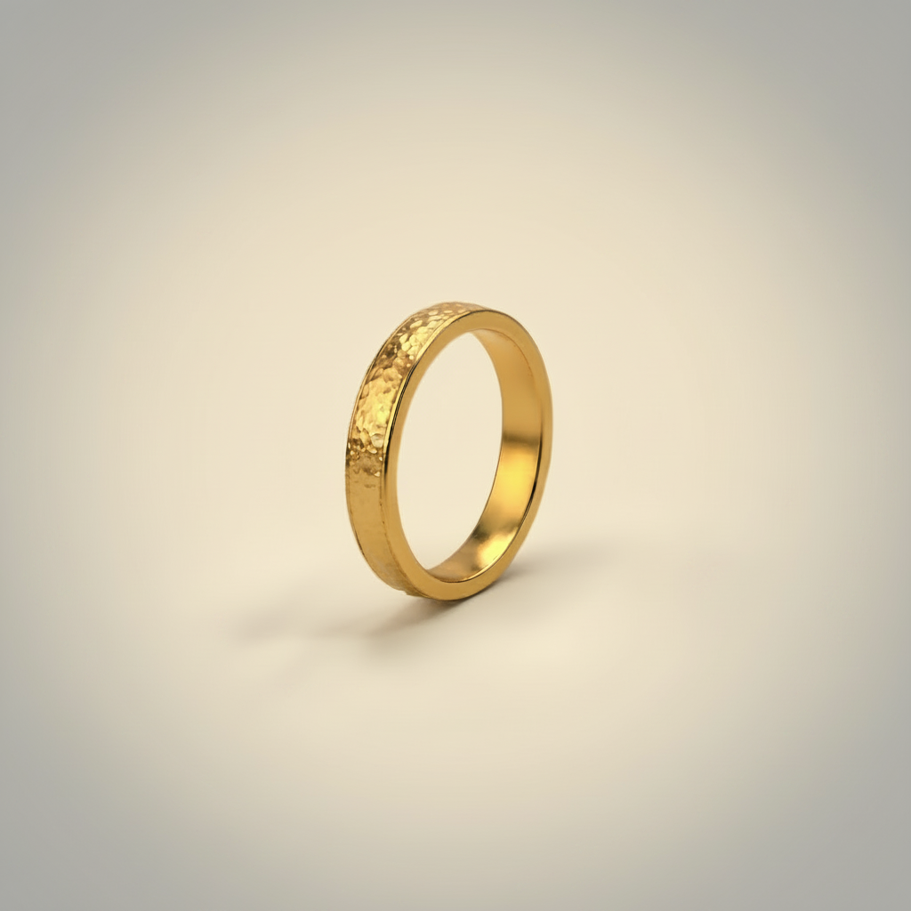 Hammered Wedding Band - 18k Gold