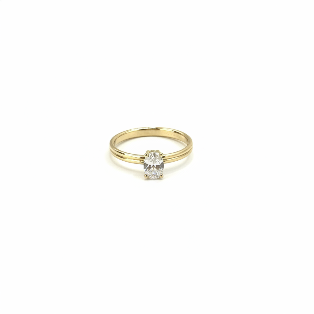 Oval Halo double band Ring – 14k Gold & Lab-Grown Diamond