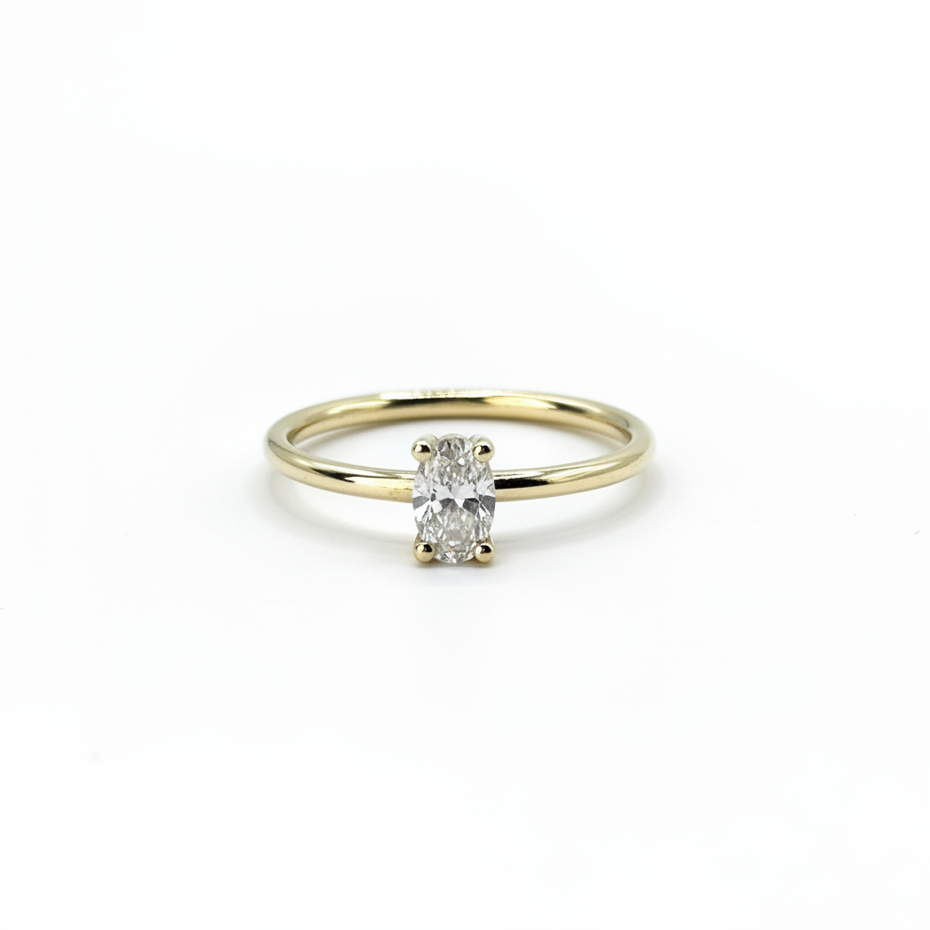 Oval Halo single band Ring – 14k Gold & Lab-Grown Diamond